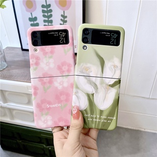 เคสโทรศัพท์มือถือ กันกระแทก ลายดอกไม้ทิวลิป สีชมพู สําหรับ Samsung Galaxy Z Flip 3 5G Z Flip 3 Zflip3 Z Flip3