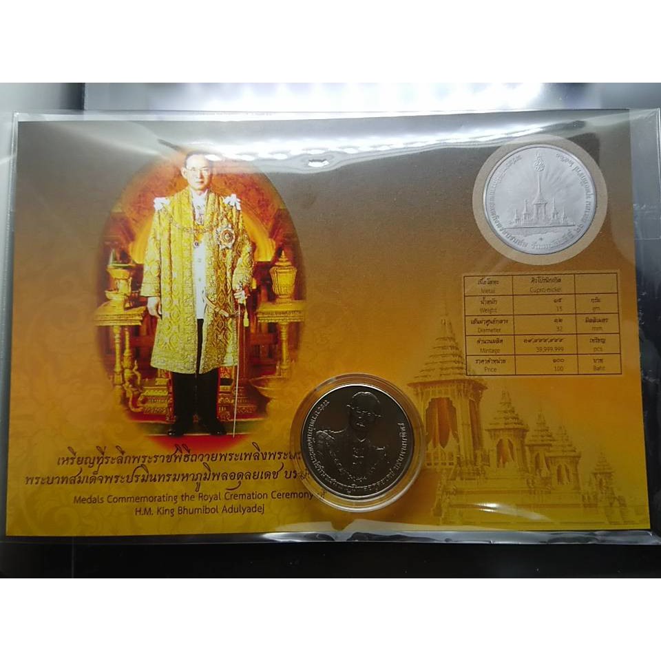 เหรียญ-ที่ระลึก-พระราชทาน-ในงานพระราชพิธีถวาย-พระเพลิงพระบรมศพ-ร-9-รัชกาลที่9-เนื้อนิเกิล-พระเพลิง-พระศพ