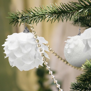 [พร้อมส่ง] จี้ลูกบอลโฟม รูปกลีบดอกไม้ หิมะ กลิตเตอร์ สีขาว กันแตก DIY สําหรับตกแต่งปาร์ตี้คริสต์มาส วันหยุด 2 3 ชิ้น