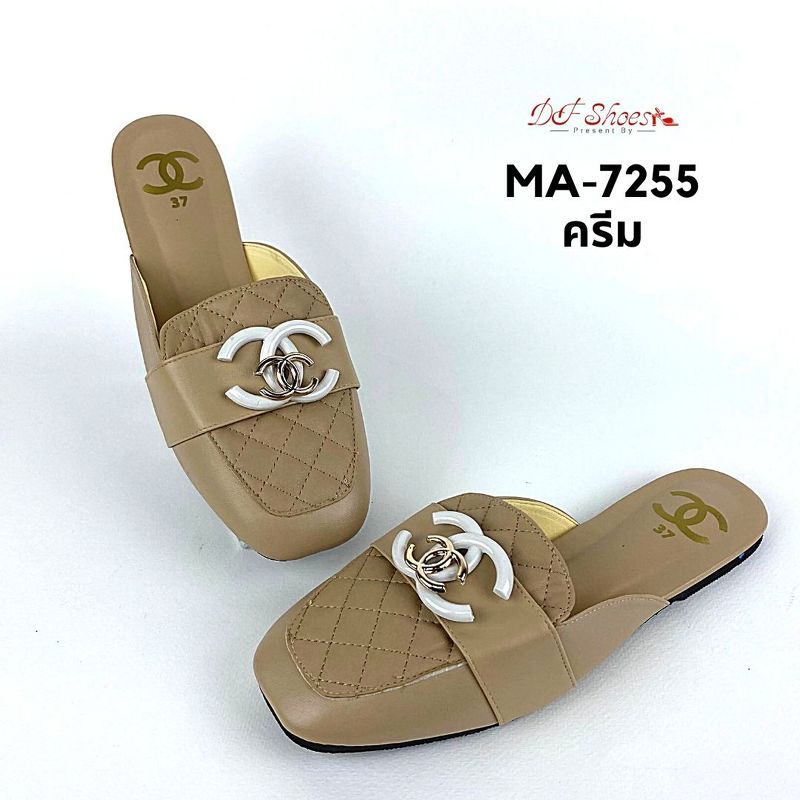 ma-7255-รองเท้าแตะเปิดส้น-หนัง-pu-ด้านหน้าแต่งอะไหล่