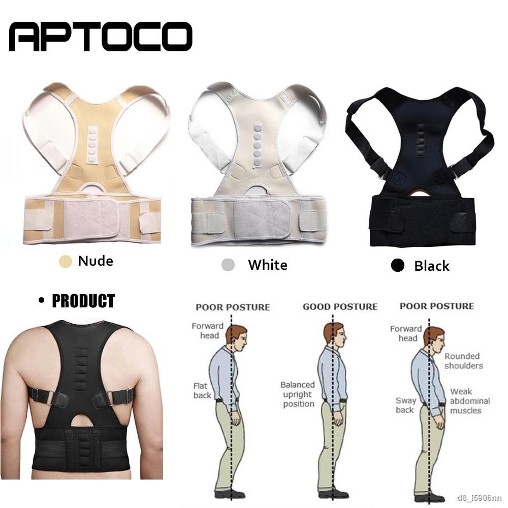 aptoco-magnetic-posture-corrector-belt-for-lumbar-lower-back-support-shoulder-brace-men-women-belt-corset-black-white-nu