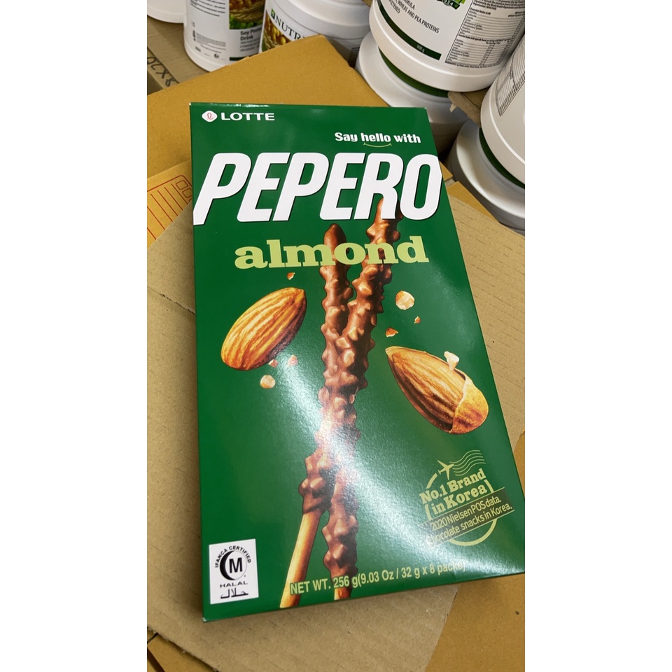 pepero-almond-กล่องเขียว-ใน1กล่อง-มี-8-packs