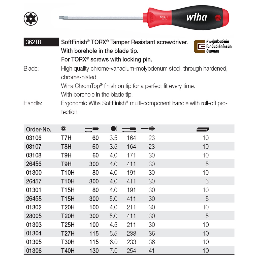 wiha-softfinish-ไขควง-หัวท๊อกซ์-6แฉก-แบบมีรู-torx-security-t7-t8-t9-t10-t15-t20-t25-t27-t30-รุ่น-362tr-made-in-germany
