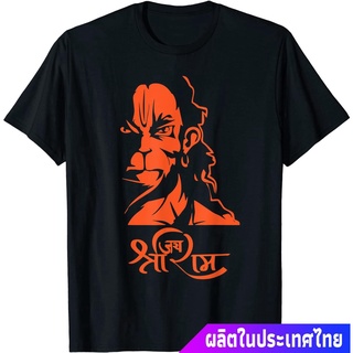 ROUND คอลูกเรือประเทศไทย หนุมาน พระพุทธเจ้า เทพเจ้าลิง Hanuman Hindu God Jai Shri Ram T-Shirt คอกลม แฟชั่น  ผ้าฝ้ายแท้ เ