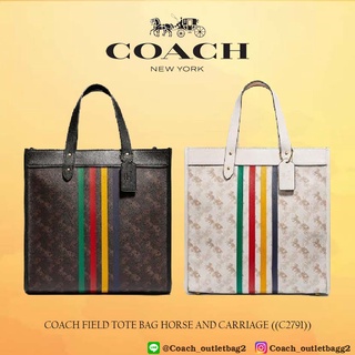 COACH FIELD TOTE BAG HORSE AND CARRIAGE ((C2791))