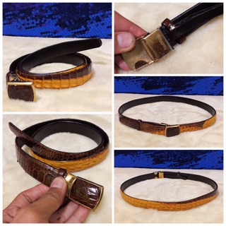 🎗: Crocodile Brown Leather Belt แท้💯%