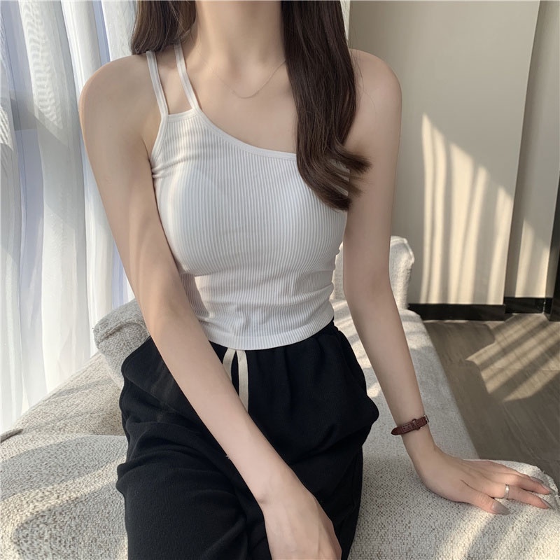 เสื้อสายเดี่ยวสตรี-อวดหุ่นแซ่บๆ-เสื้อสายเดี่ยวสำหรับผู้หญิงราคาถูกมือหนึ่ง-สูงและผอม-ความเยาว์-หวาน