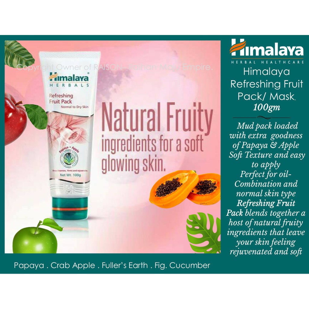 ครีมพอกหน้าผลไม้-เพื่อผิวใส-เรียบเนียน-ชุ่มชื่น-himalaya-herbals-refreshing-fruit-pack-100g