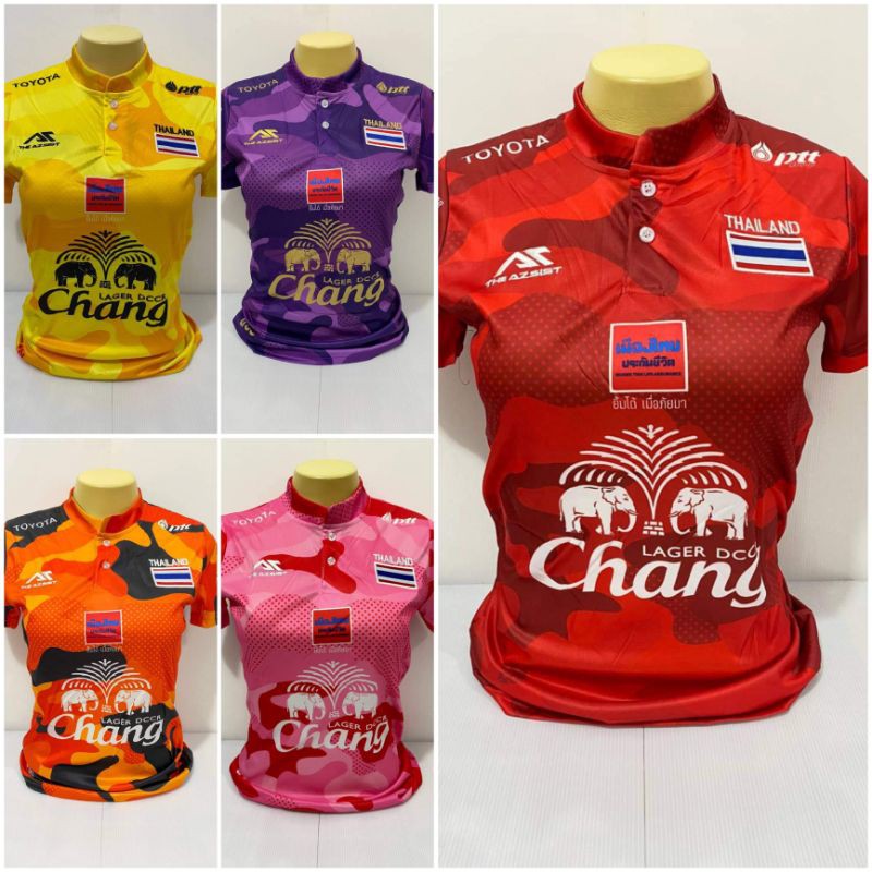 เสื้อเลดี้ไทย-คอจีนลายพลาง