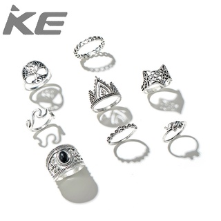 Vintage Imitation Stone Set Rings Set of Eight Geometric Irregular Ring Sets for girls for wo