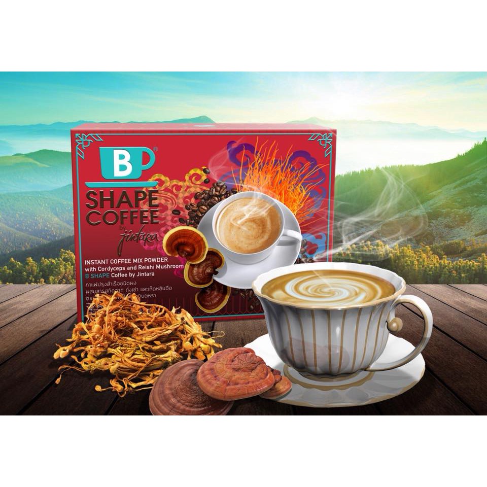 b-shape-coffee-with-cordyceps-and-reishi-mushroom-บีเชฟ-กาแฟผสมถังเช่าและเห็ดหลินจือ-บาย-จินตหรา-1กล่อง-10ซอง