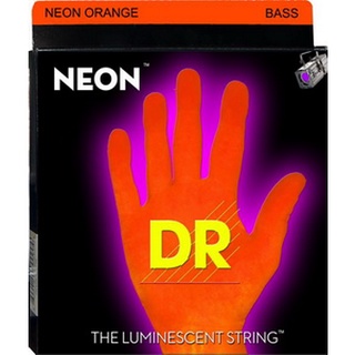 สายเบสเคลือบกันสนิมชนิดเรืองแสง DR Hi-Def Neon Orange K3 Coated Bass Guitar Strings