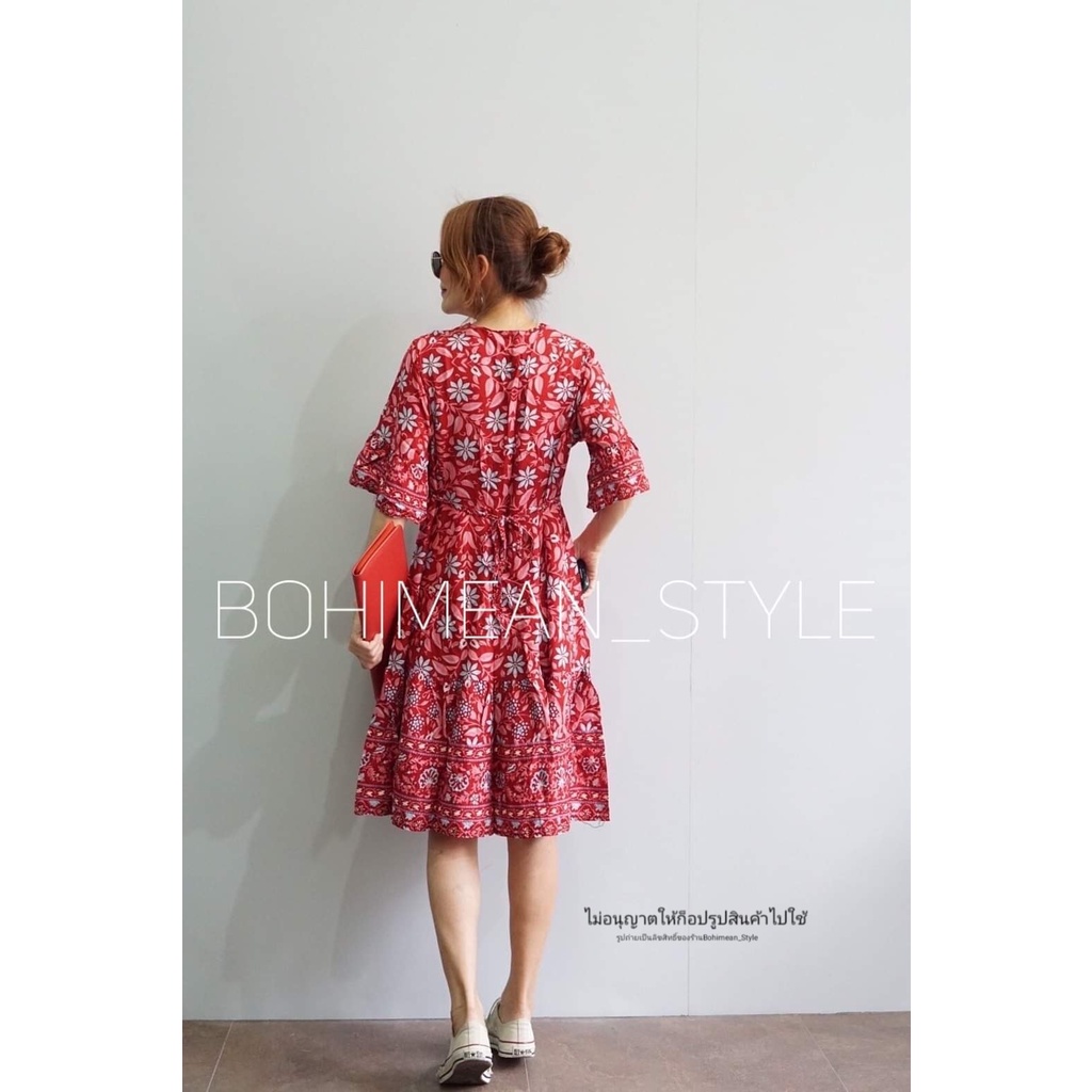พร้อมส่ง-mini-dress-ชุดเดรสสั้นลายดอกไม้สไตล์-โบฮีเมียนลาย-สวยน่ารักมากคะ-ใส่เที่ยวทะเล-ภูเขา-คาเฟ่ถ่ายรูป