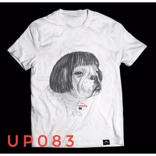 【🔥🔥】ผ้าฝ้าย 100%เสื้อยืด สีขาว  ลายน้องหมา(up083)S-3XL