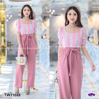 AK 11688 Jumpsuit จั๊มสูทขายาวคอเหลี่ยมแขนสั้น