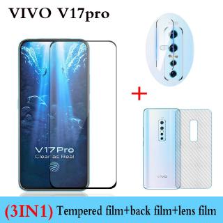 (3in1)Vivo Y12s V17 V17pro V19 V15PRO Y11 Y12 Y17 Y15Full Screen Tempered Glass Film +Carbon Fiber Back Film +Camera lens film