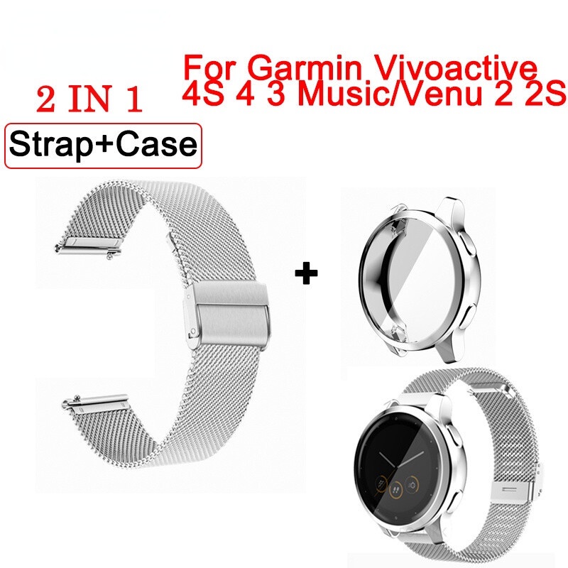 สําหรับ-garmin-vivoactive-4s-4-3-music-venu-2-2s-เปลี่ยนได้-สายรัดข้อมือ-สายรัดข้อมือ-เคสป้องกัน-tpu-เคส-สายนาฬิกาโลหะ