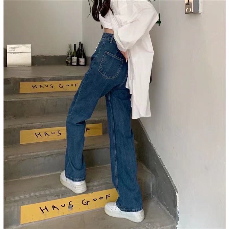 fashion-กางเกงกระเป๋าลูกปัด-ยีนส์-น่าฮักทรงขากระบอก-ยีนส์เข้ม-เนื้อผ้าดีระบายอากาศใส่สบาย-c57