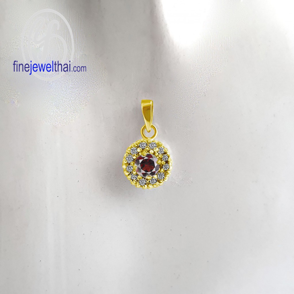 finejewelthai-จี้โกเมน-โกเมน-จี้พลอย-พลอยประจำเดือนเกิด-garnet-silver-pendant-birthstone-p1081gm00e