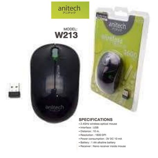 Anitech เมาส์ไร้สาย WIRELESS MOUSE W213(รับประกัน 1ปี)