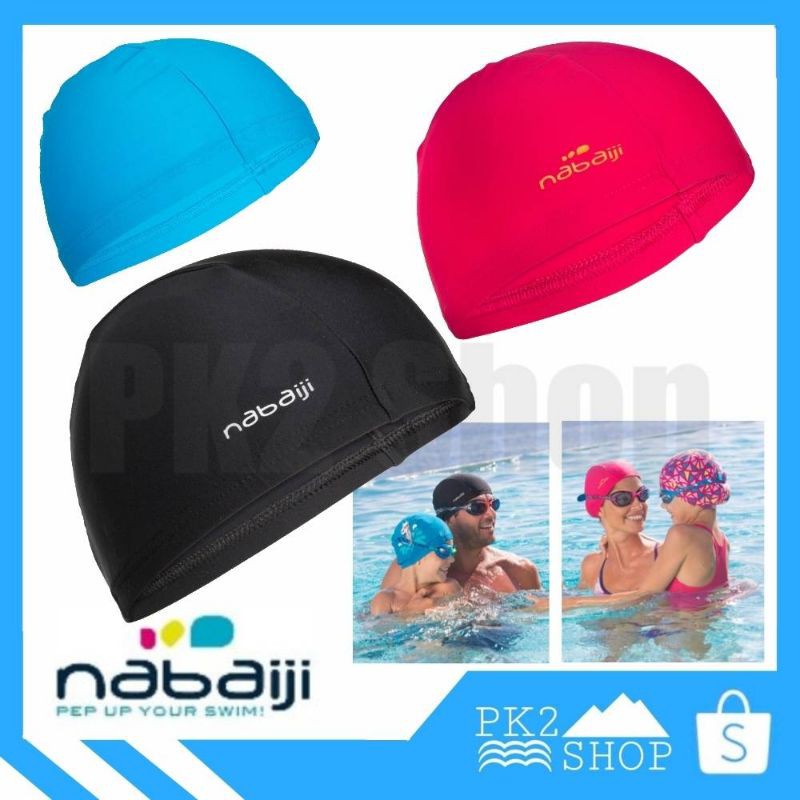 ภาพหน้าปกสินค้าหมวกว่ายน้ำสำหรับเด็กและผู้ใหญ่  Nabaijiสีพื้น จากร้าน pk2shop บน Shopee