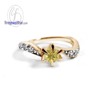 Finejewelthai-แหวนบุษราคัม-แหวนเพชรCZ-แหวนเงินแท้-แหวนพลอยแท้-Yellow-Sapphire-Silver-Ring-R1211yl (เลือกสีตัวเรือนได้)