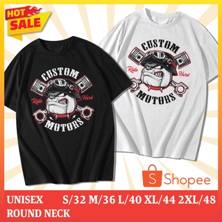 【NEW】เสื้อยืดคอกลมสกรีนลาย BULLDOG Custom Motorcycle (แขนสั้น)