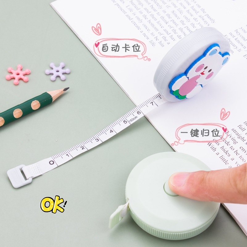 สายวัด-สายวัดตัว-วัดเอว-ตลับเมตรพกพา-ยาว-150cm-ลายการ์ตูน-น่ารัก-tape-measure-cute-item
