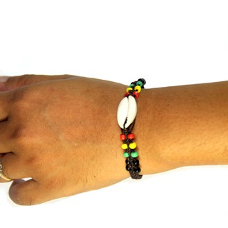 สร้อยข้อมือเปลือกหอย แฮนด์เมด ประดับลูกปัด สไตล์ ราสต้า เรกเก้ Jamican Rasta Bracelet (SA4945)