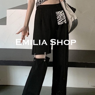 EMILIA SHOP กางเกงขายาว กางเกงเอวสูง สไตล์เกาหลี 2022 ใหม่ ES220091
