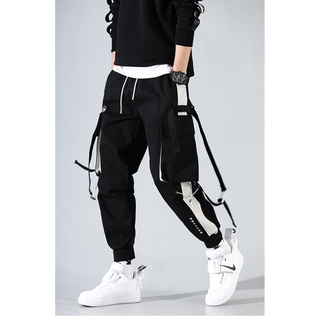 ™MNO.9 Men Ins Fashion Hiphop Cargo Pants XK18 กางเกงขายาว กางเกงคาร์โก้ ชาย ฮิปฮอป