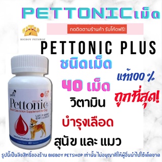 ถูกที่สุด🔥 Pettonic TAB-Plus  อาหารเสริม บำรุงเลือดสุนัข ชนิดเม็ดสำหรับสุนัขและแมว กลิ่นเนื้อ 40 เม็ด