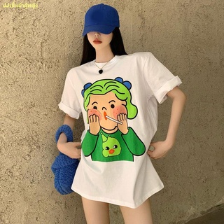 พร้อมส่ง 🔥เสื้อยืดแขนสั้นผ้าฝ้ายลายการ์ตูนผู้หญิง 2022 ใหม่สไตล์เกาหลีน่ารักหวานและหลวม