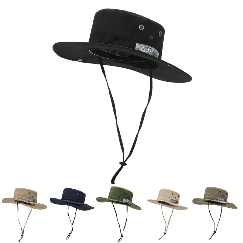 ภาพหน้าปกสินค้าหมวกปีกกว้าง หมวกบักเก็ต หมวกเดินป่า หมวกBucket มีสายคล้อง