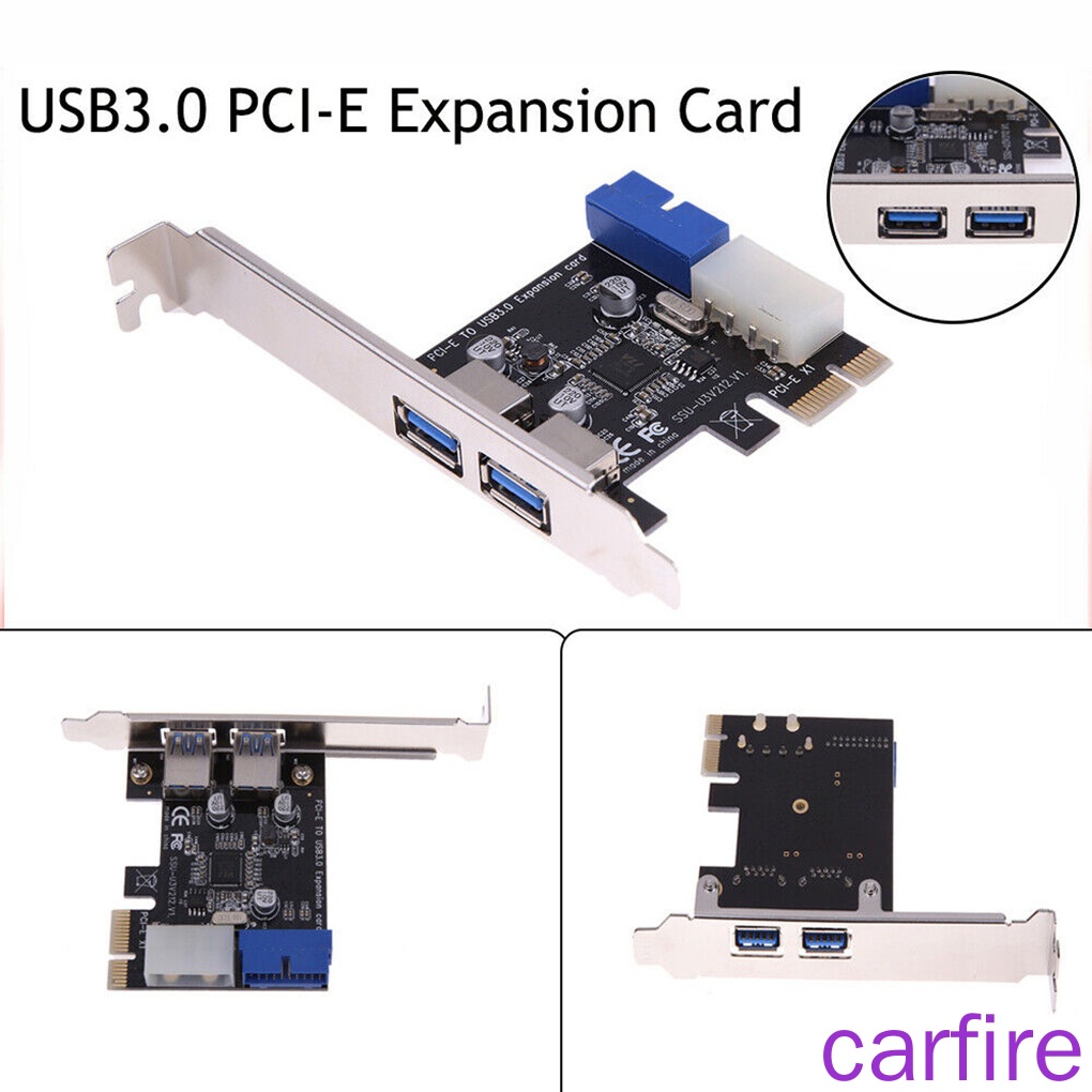 ภาพหน้าปกสินค้าPCI-E to USB Adapter Card USB 3.0 5 Gbps Speed Hub Extension Card with Dual Ports 20-pin จากร้าน carfire.th บน Shopee