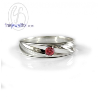 Finejewelthai-แหวนทับทิม-ทับทิม-แหวนพลอย-แหวนเงินแท้-พลอยประจำเดือนเกิด-Ruby-Silver-Ring-Birthstone-R1259rb