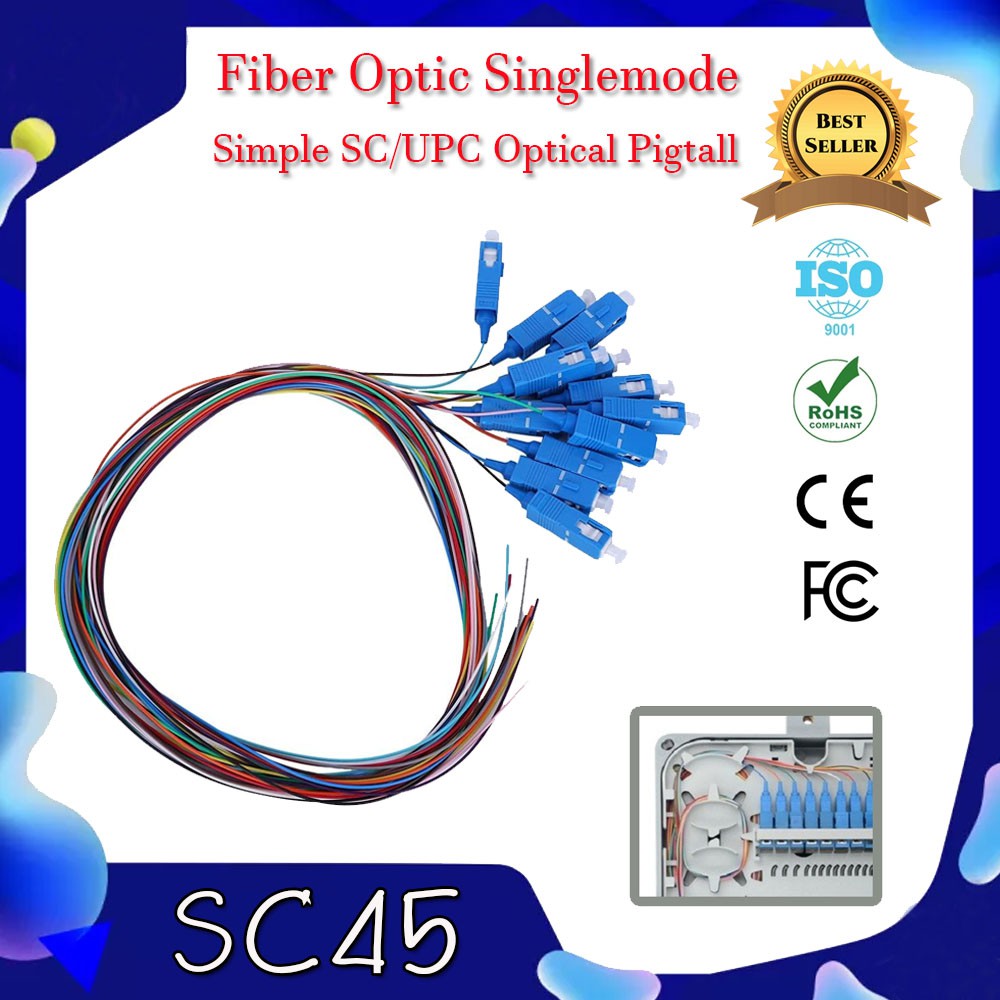 ภาพหน้าปกสินค้าFiber Optic Singlemode 9/125 simple SC/UPC optical Pigtail SC/APC optical Pigtail (sc45-46)