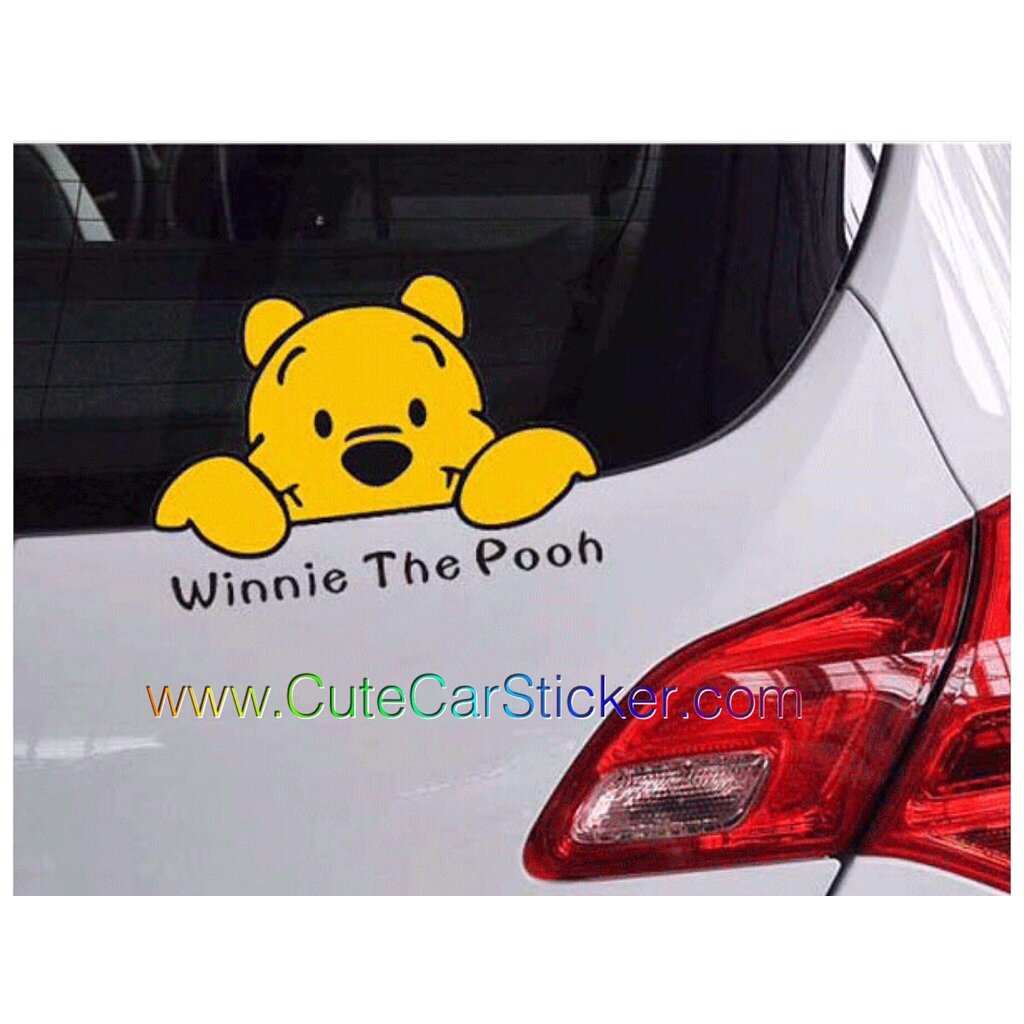 ราคาและรีวิวสติ๊กเกอร์ ติดรถ หมีพูห์ Winnie The Pooh โผล่เกาะกระจก