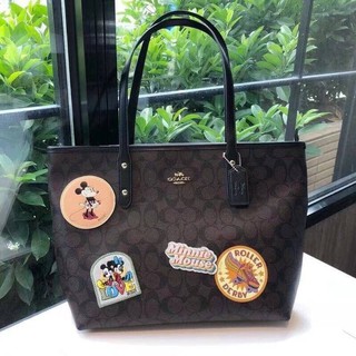 💥Coach City Disney X Minnie Mouse Patches Signature Coated Canvas Tote