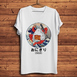 ขายดี!เสื้อยืดลําลอง แขนสั้น พิมพ์ลายอนิเมะ sushi Onigiri kaiju Ukiyoe สีขาว สไตล์สตรีท สําหรับผู้ชาย และผู้หญิงS-5XL
