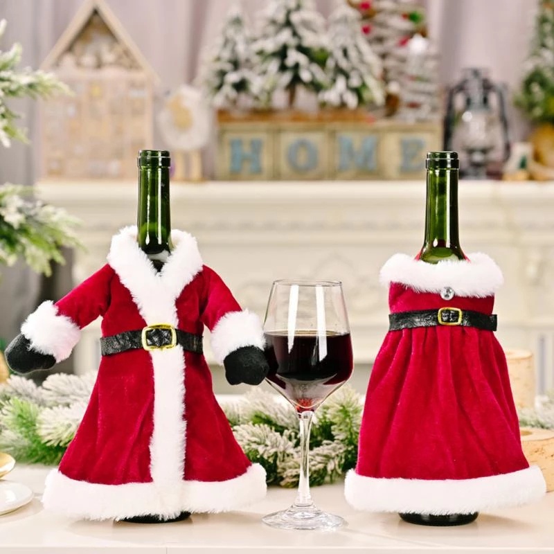 ฝาครอบขวดไวน์-รูปซานตาคลอส-สําหรับตกแต่งบ้าน-เทศกาลคริสต์มาส