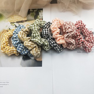 New Ins 1PC Ins JK Lattice Hair Tie Elastic Plaid Hair Rope Scrunchies Ponytail Holder Sweet Hair Accessories Korean Style Party