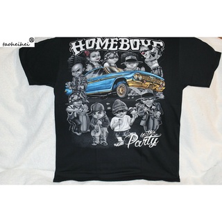 เสื้อยืดโอเวอร์ไซส์เสื้อยืด พิมพ์ลายรถยนต์ Homeboys Gang Party LOWRIDERS-4XL