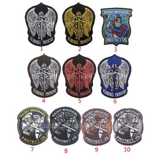 St Saint Michael Protect Us Embroidered  Patch Tactical Military Army Operator Patches with Hook and Loop Fastener Backing