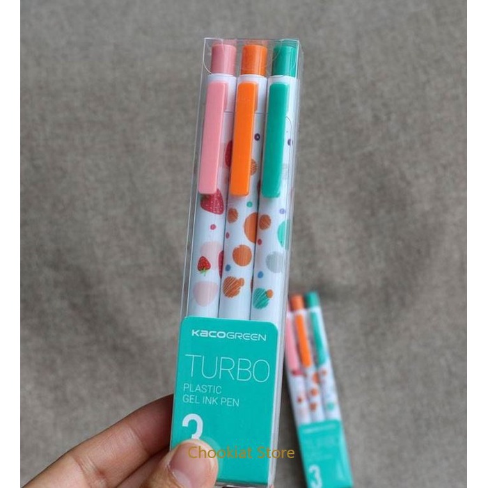 สินค้าพร้อมส่ง-ปากกาเจล-kaco-fruites-kaco-pure-plastic-pen-ปากกา-kaco-ปากกาเจลแบบกด-ไส้หมึกสีดำ-0-5-mm