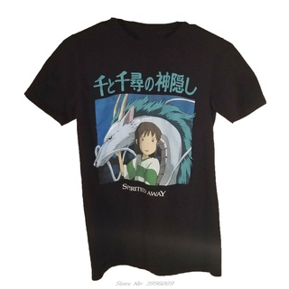 1991 เสื้อยืดแขนสั้น ผ้าฝ้าย พิมพ์ลายอนิเมะ Spirited Away Studio Ghibli Miyazaki สีดํา แฟชั่นฤดูร้อน สําหรับผู้ชาย