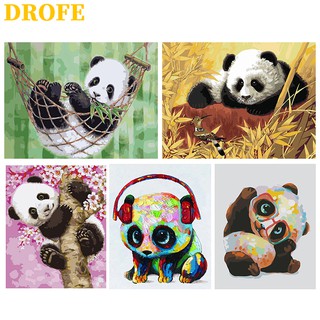 DROFE 【ขนาด : 50X40 ซม】~ คอลเลกชันแพนด้า ~ พร้อมส่งภาพระบายสีตามตัวเลขของขวัญDIY/ paint by number / บ้านตกแต่ง / ตามหมายเลข / ภาพวาด DIY/ จิตรกรรมดิจิทัล / การวาดภาพดิจิทัล