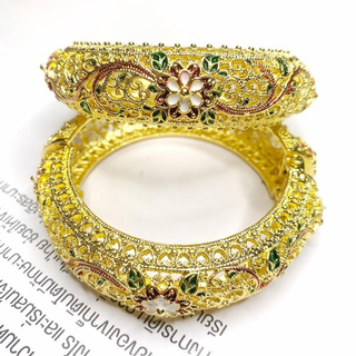 vintage jewelryเครื่องประดับไทย สร้อยข้อมือใหม่ คู่ของกำไล2pcs สร้อยข้อมือทองคำ กำไลเงิน สร้อยข้อมือโรสโกลด์