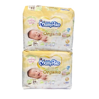 (2 ห่อ) แพมเพิส​ MamyPoko Super Premium Organic​ แรกเกิด ห่อละ 24 ชิ้น