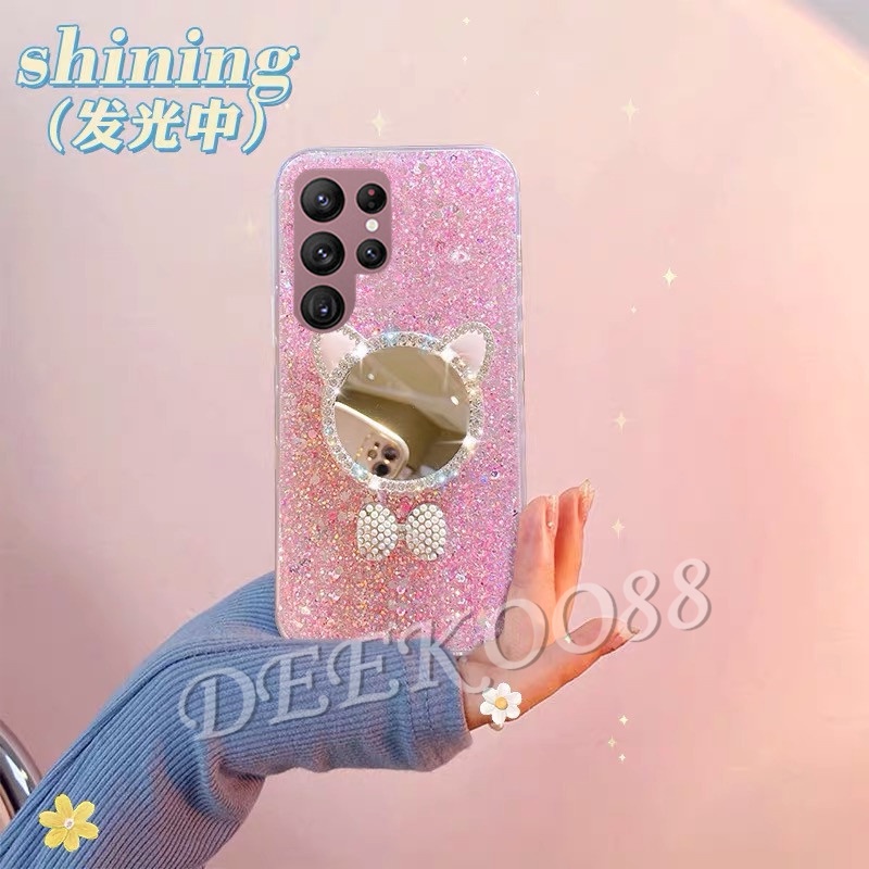 เคสโทรศัพท์มือถือนิ่ม-ลายแมวน่ารัก-แต่งกลิตเตอร์-วิบวับ-สําหรับ-samsung-galaxy-s22-s21-ultra-fe-s22-s21-5g